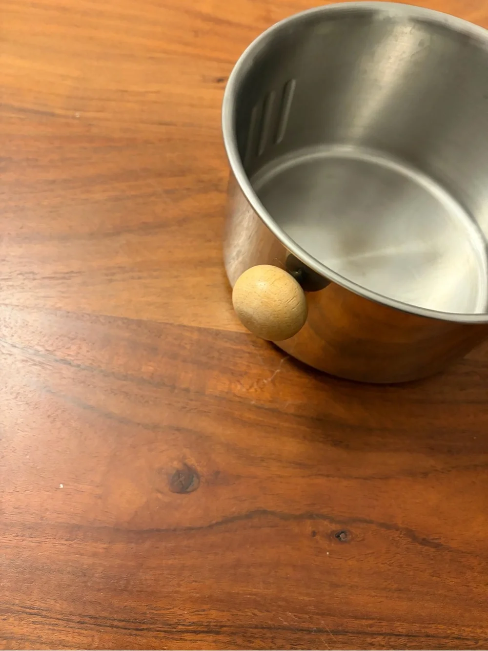 Stainless Steel Cookware Pot with Wooden Side Handles - Silver 6.5 inches